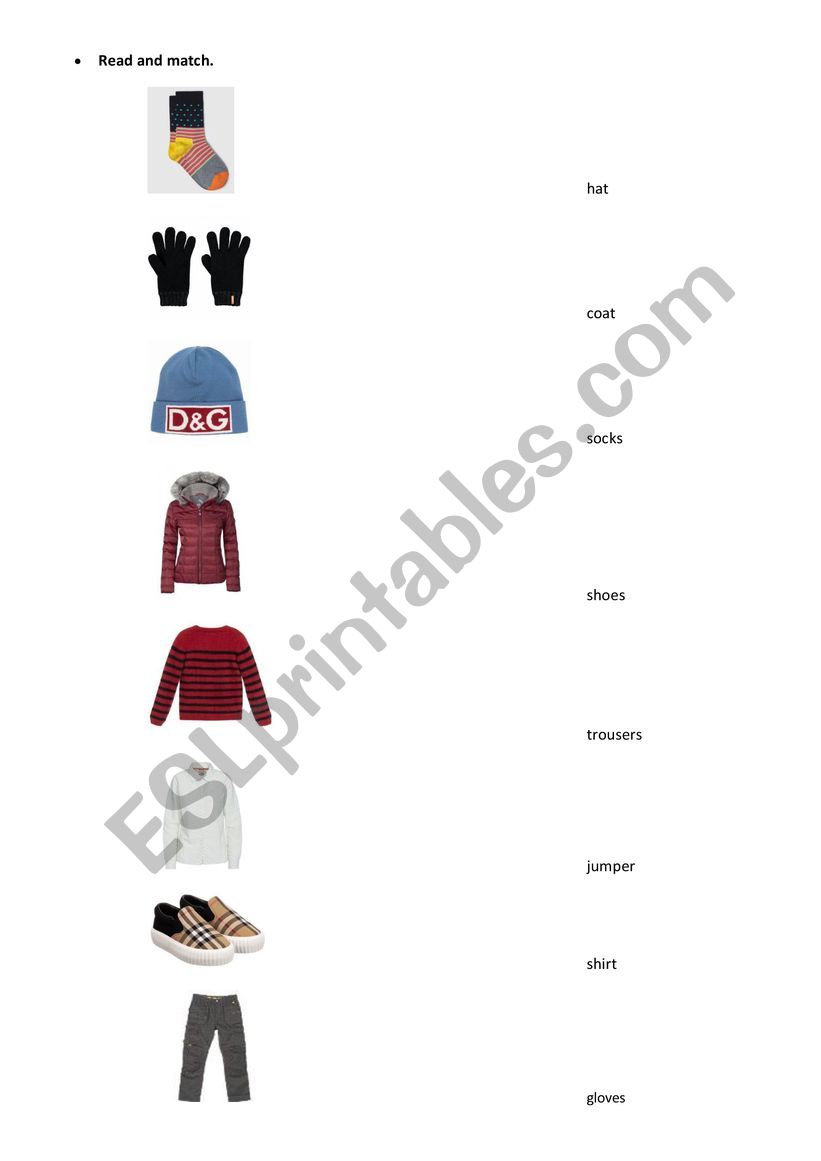 Clothes worksheet