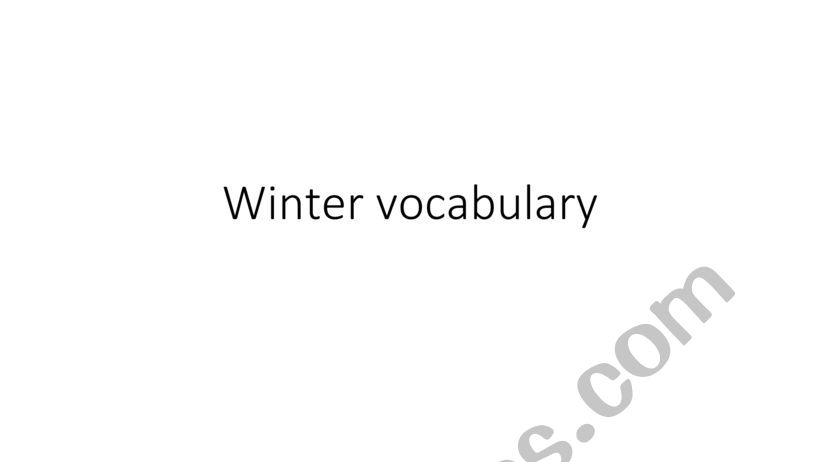 Winter vocabulary worksheet