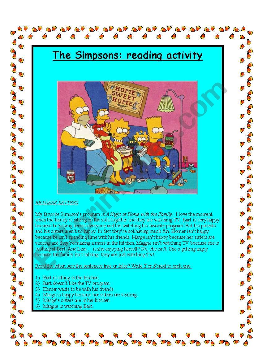 The Simpsons : reading activity