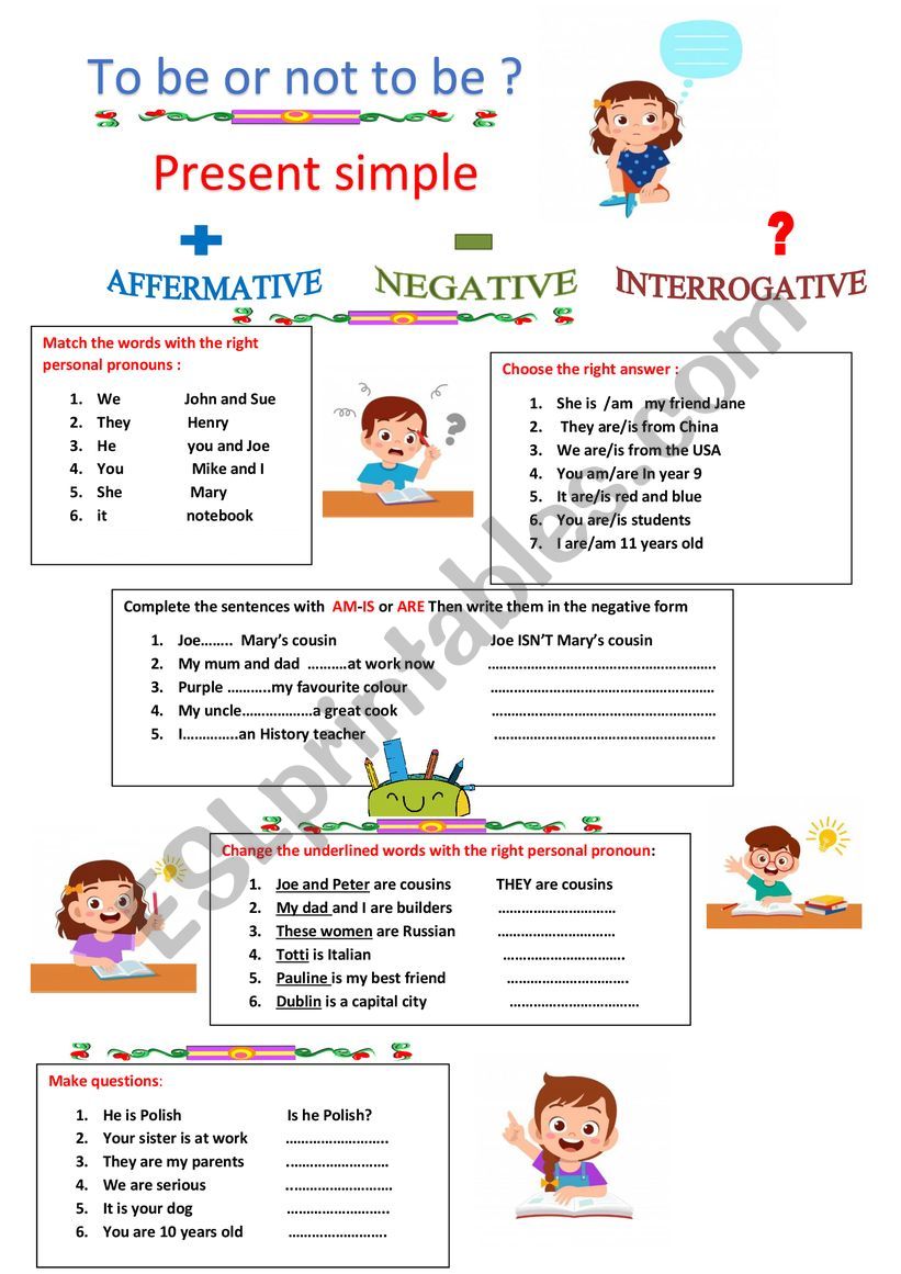 TO BE OR NOT TO BE? worksheet