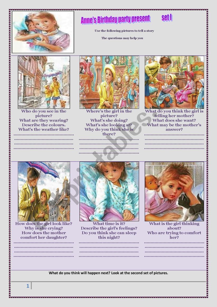 picture-based storytelling set 1: to encourage students to speak and write
