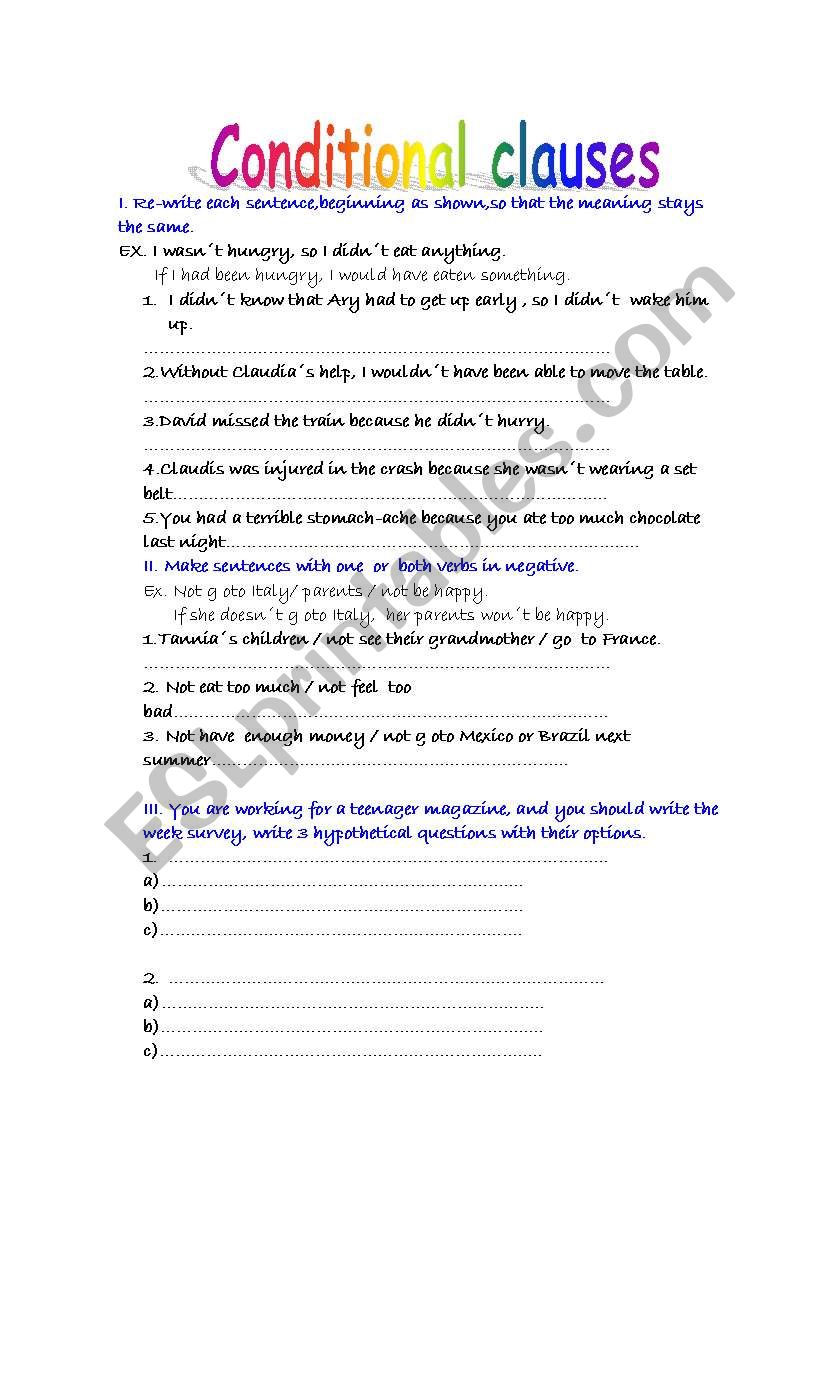 conditional clauses worksheet