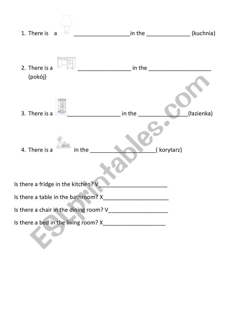 house and furniture worksheet