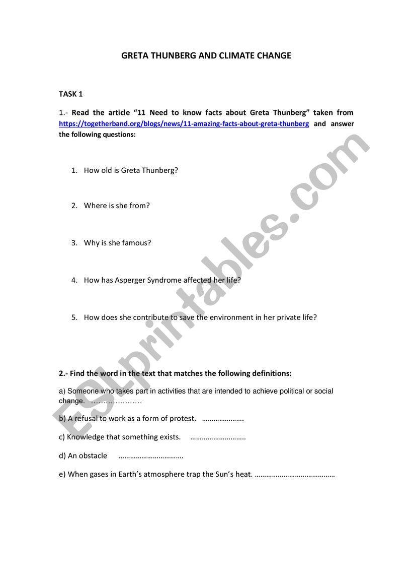 climate change worksheet