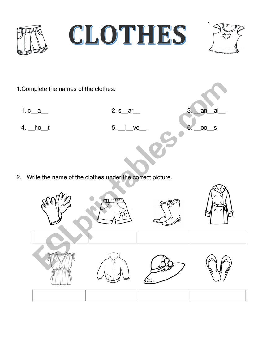 Clothes worksheet