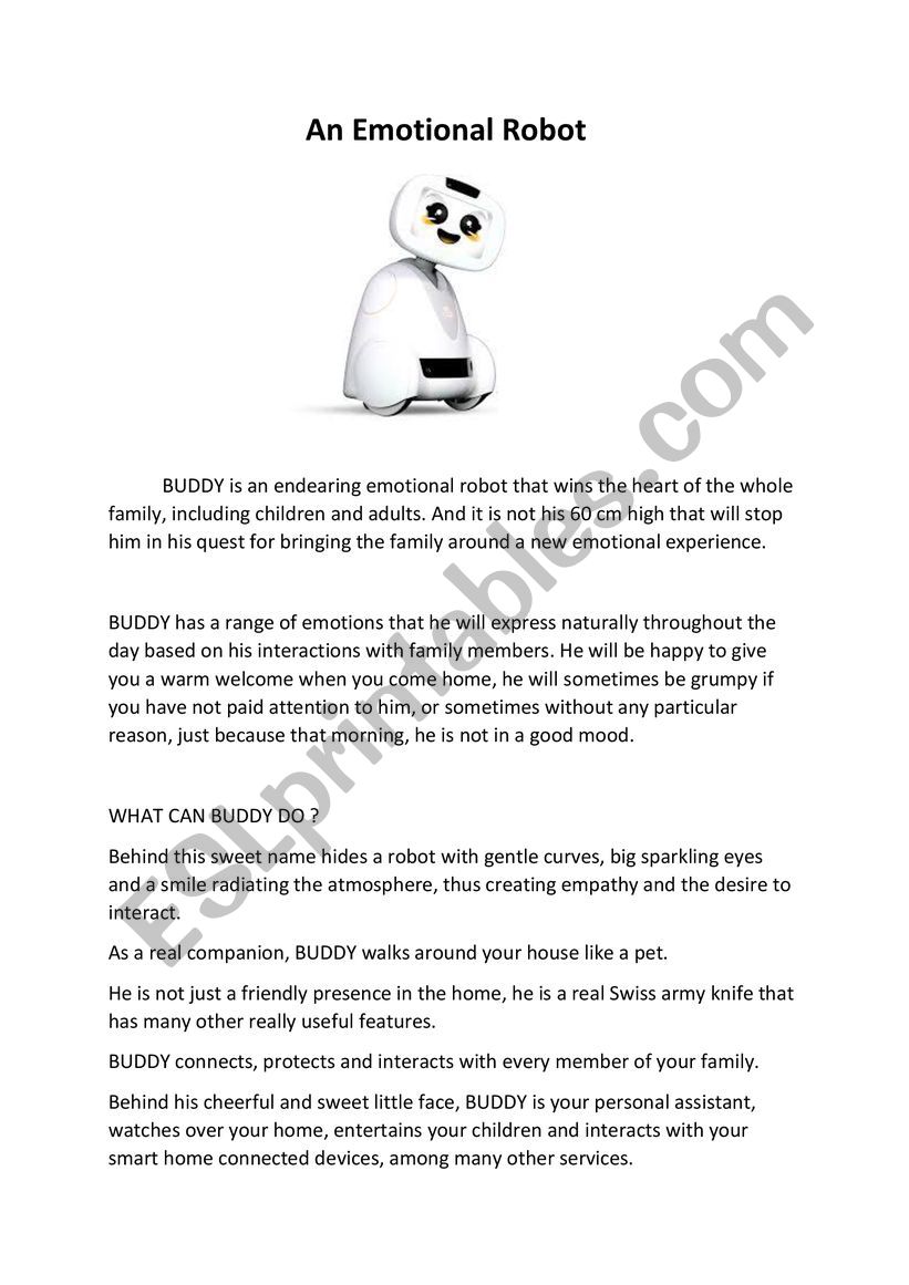 An Emotional Robot worksheet