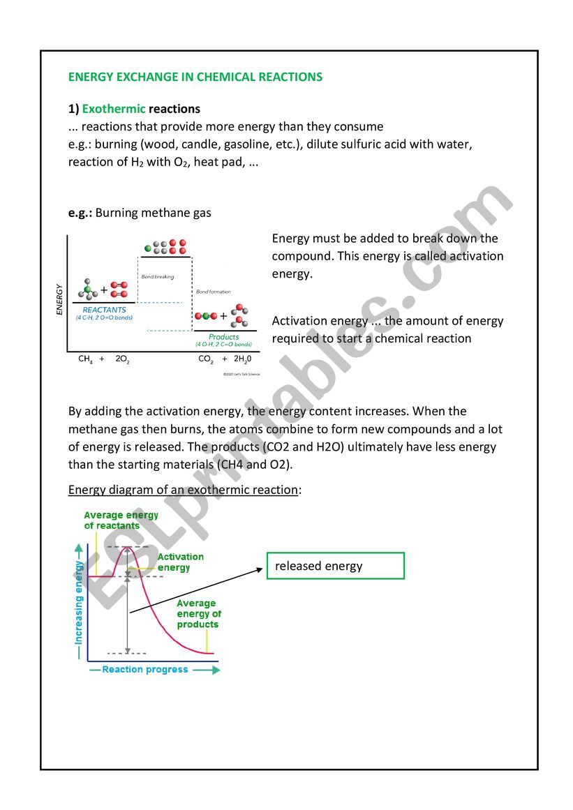 Exothermic and endothermic reactions