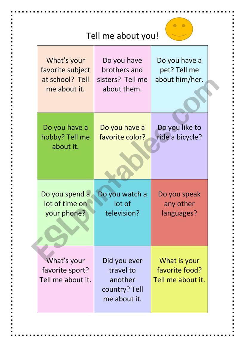 Tell me about you! worksheet
