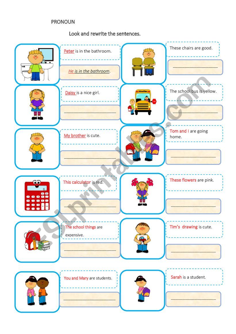 Pronouns worksheet