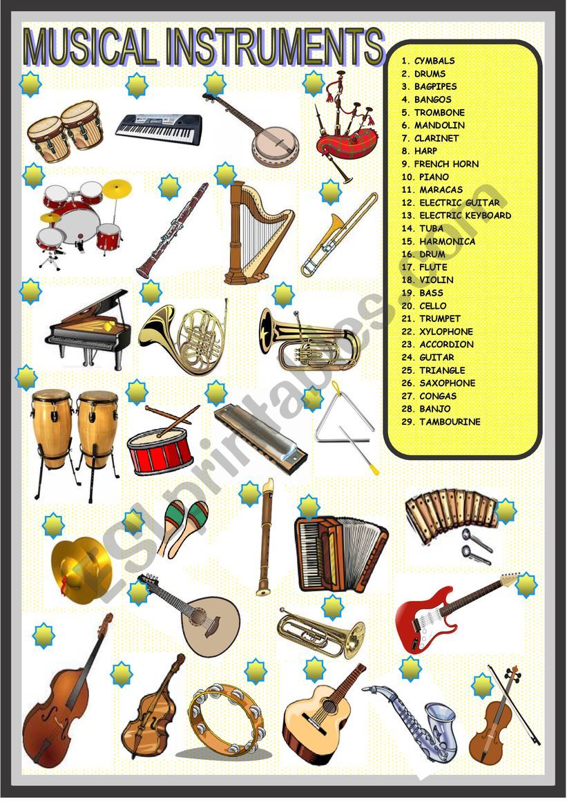 Musical intruments worksheet