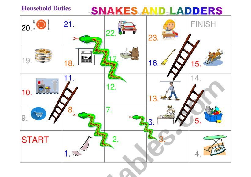 Household Duties snakes and ladders