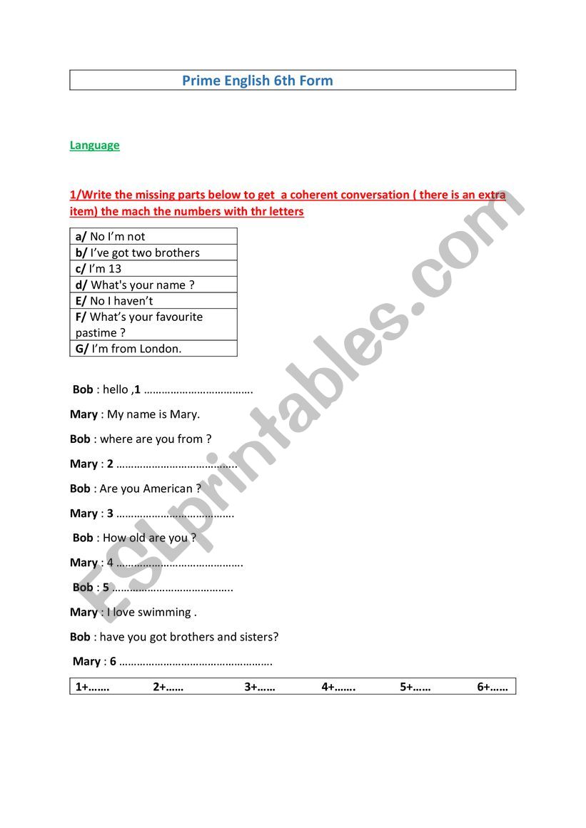 Language Revision  Tunisian 6TH FORM 