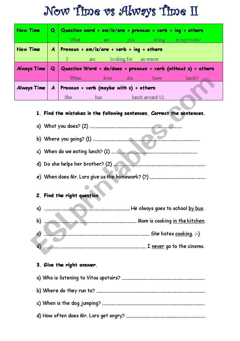 Present Continuous vs. Simple Present 2