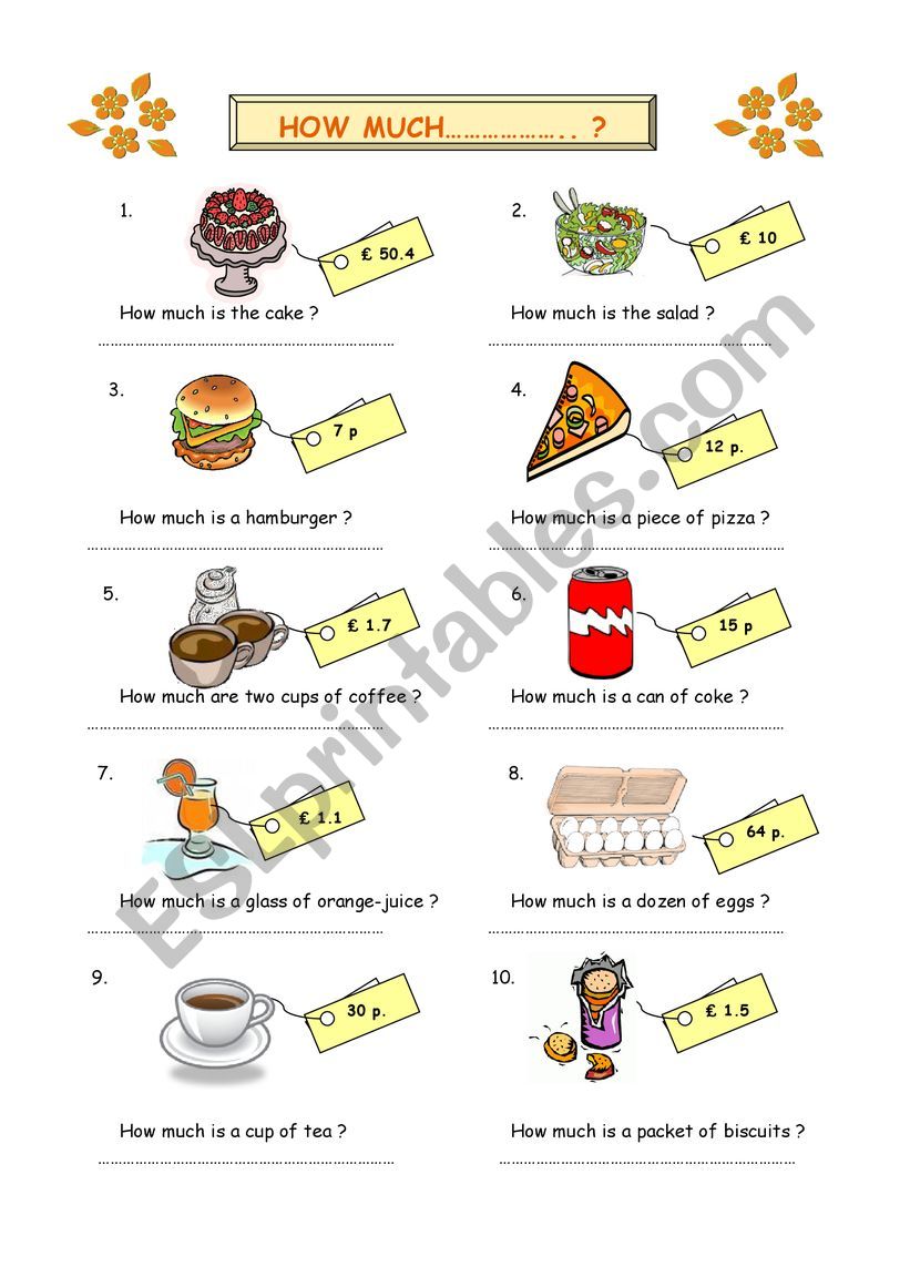 HOW MUCH AND MANY worksheet