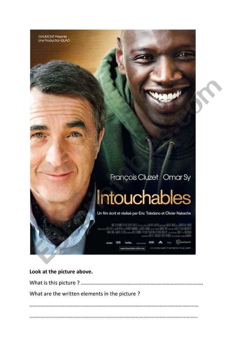 Intouchables worksheet