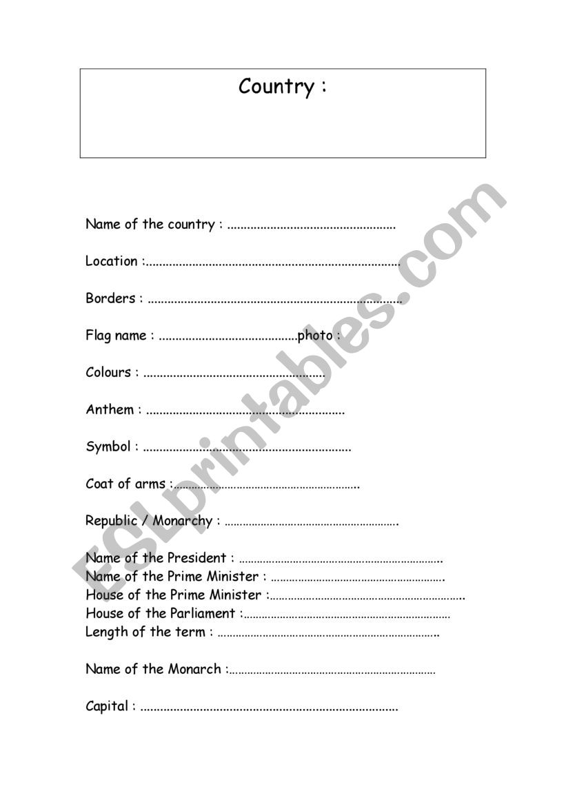 Country File worksheet
