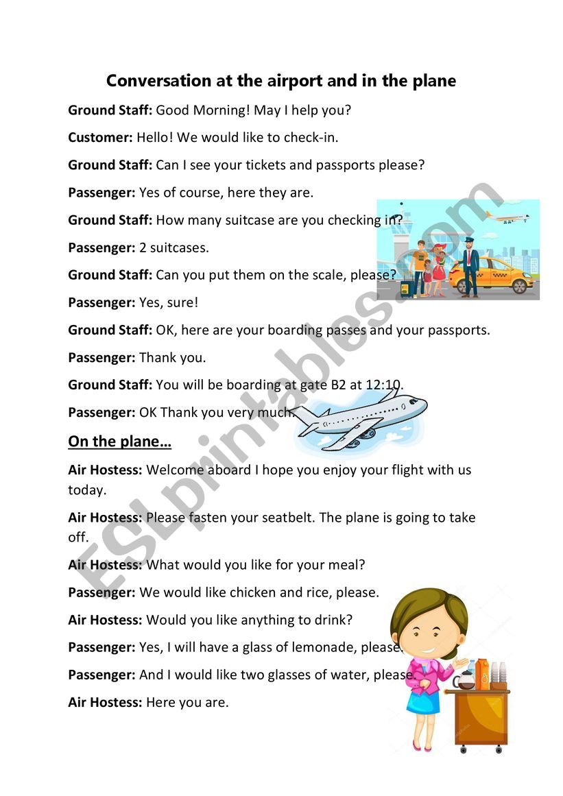 Airplane Conversation worksheet