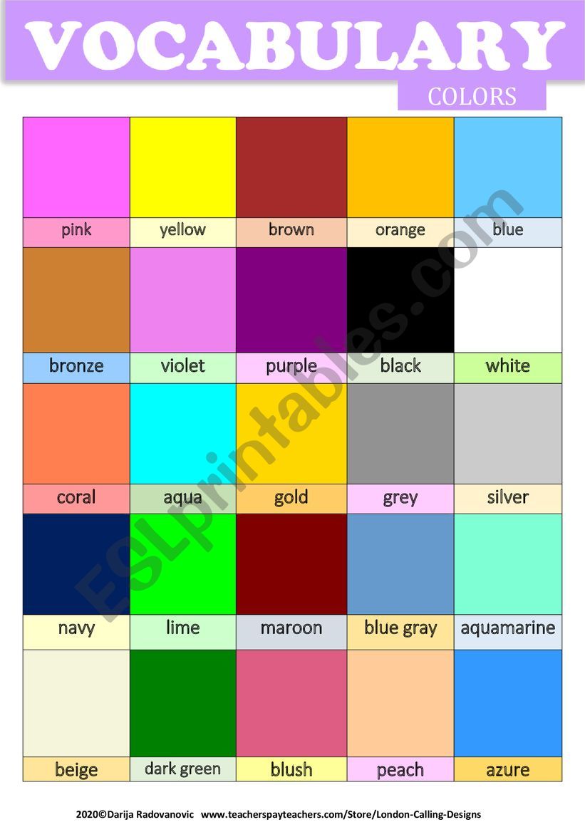 Colors/Colours - ESL worksheet by dackala