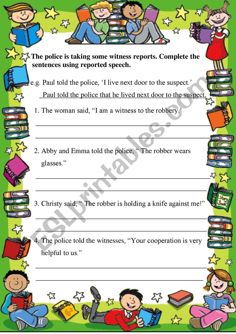 Simple Reported Speech worksheet
