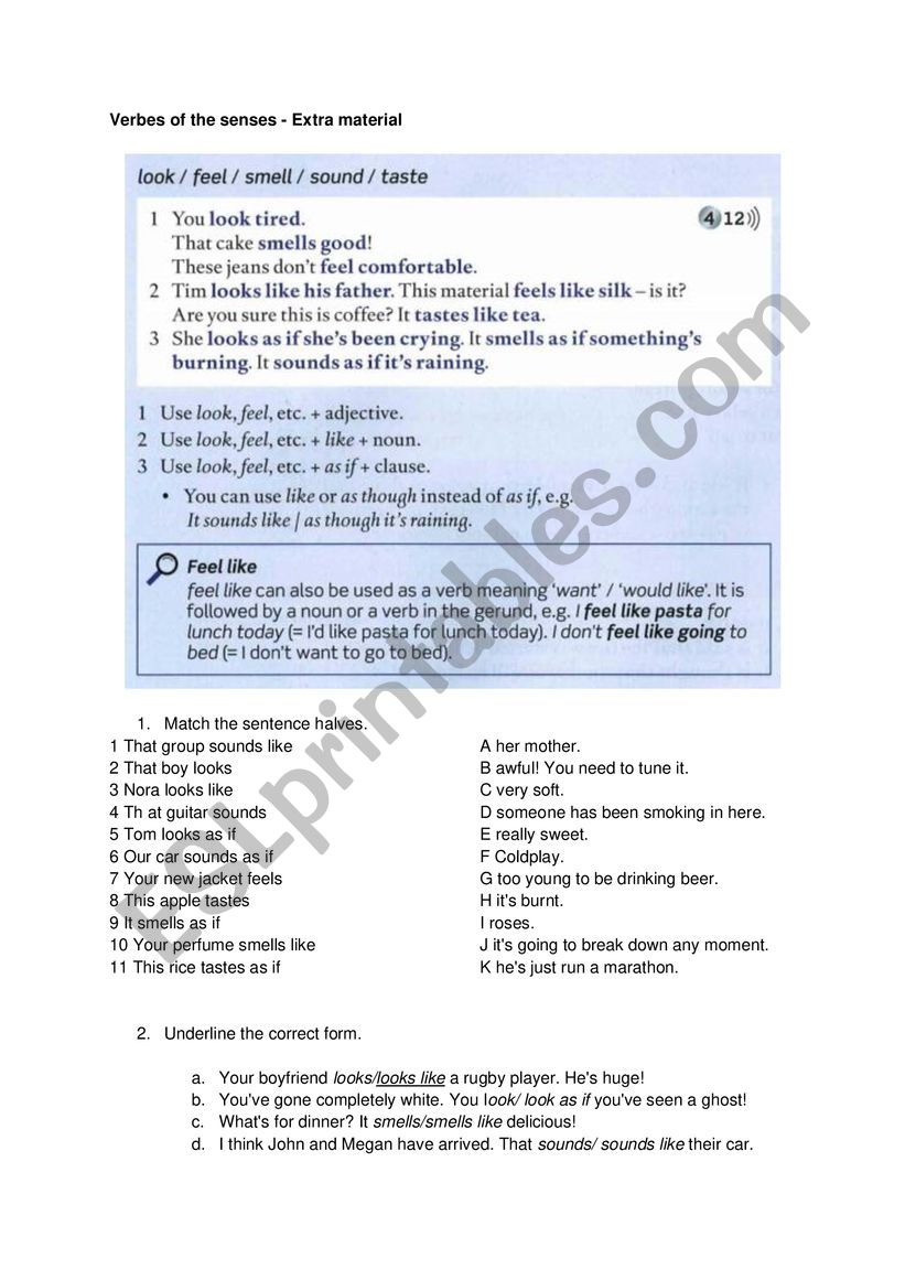 Verbs of the senses - Extra material