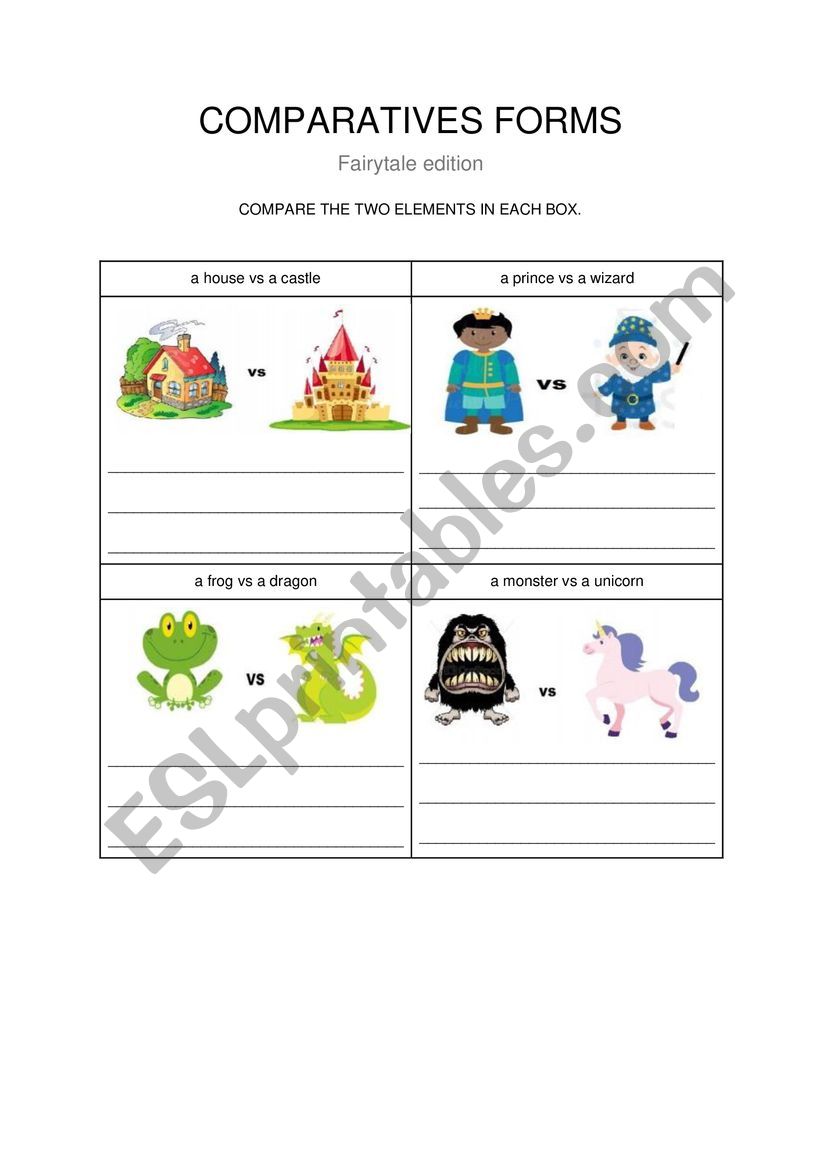 Comparative forms - Fairytale edition