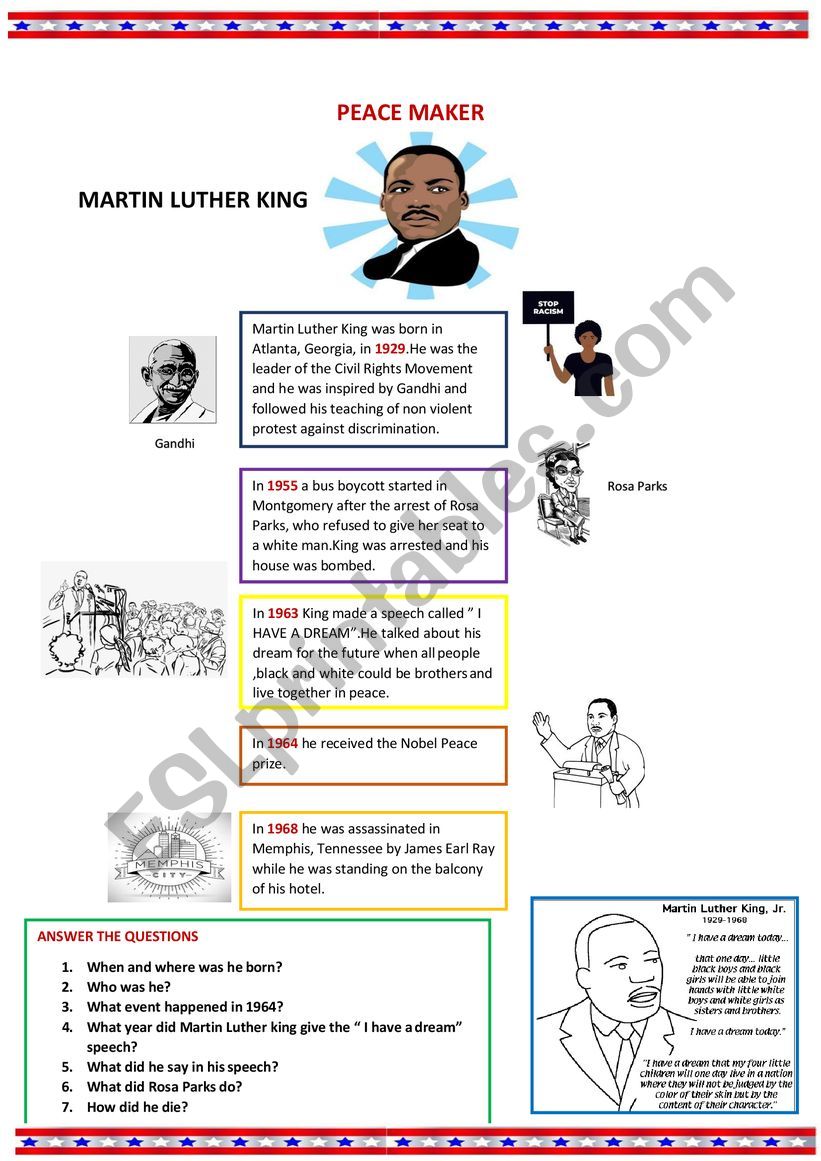 Martin Luther King worksheet