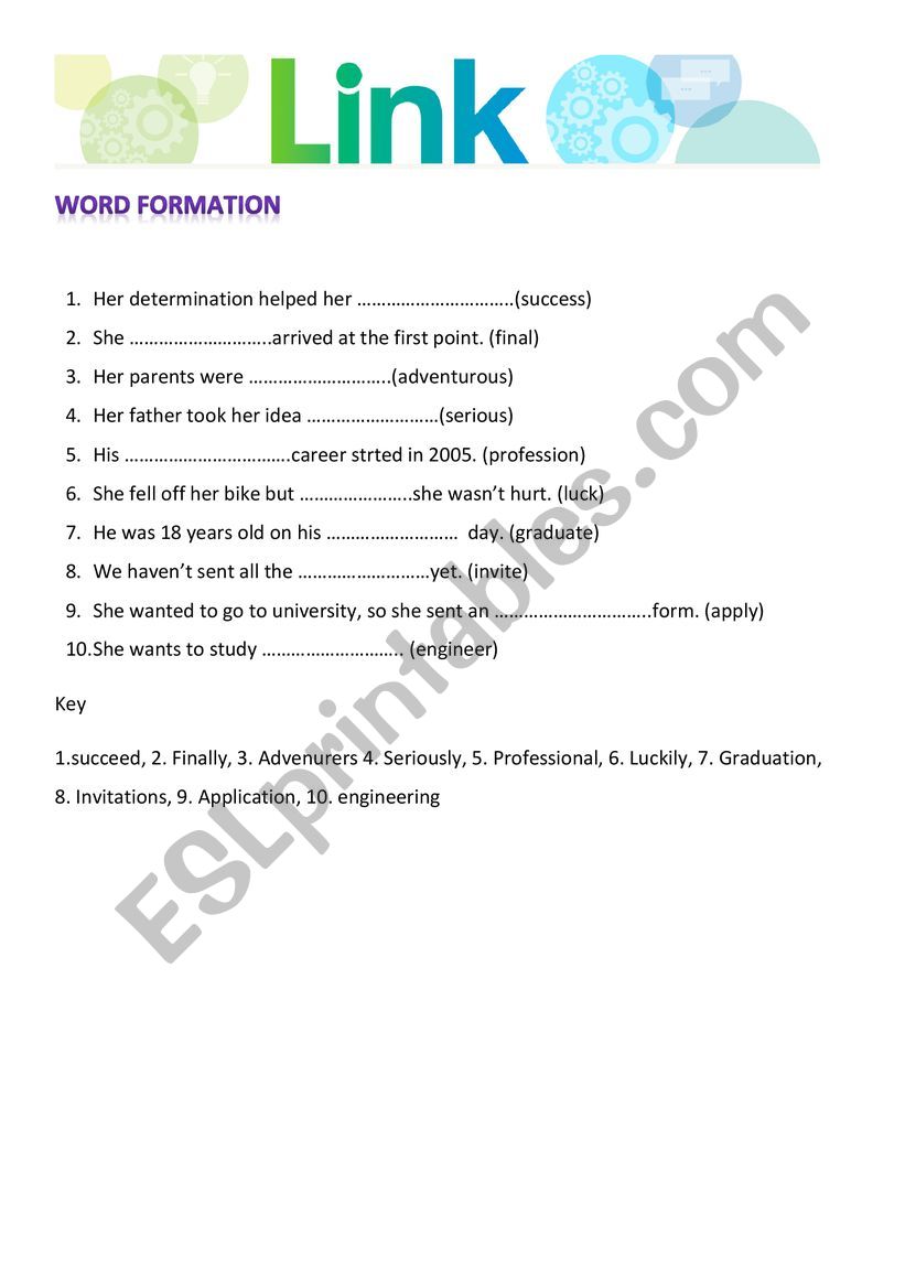 Word formation worksheet