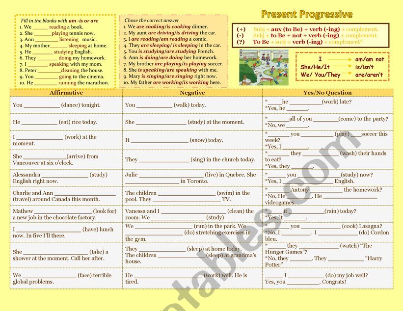 Present Progressive  worksheet