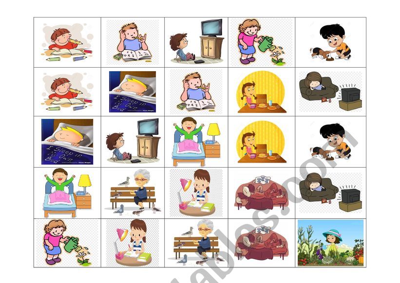 Daily routine flash cards worksheet