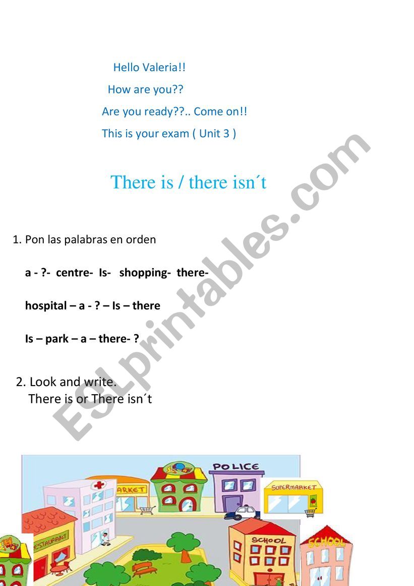 Â· primary My town worksheet
