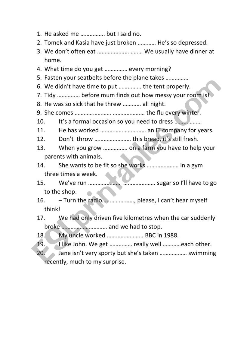 phrasal verbs worksheet