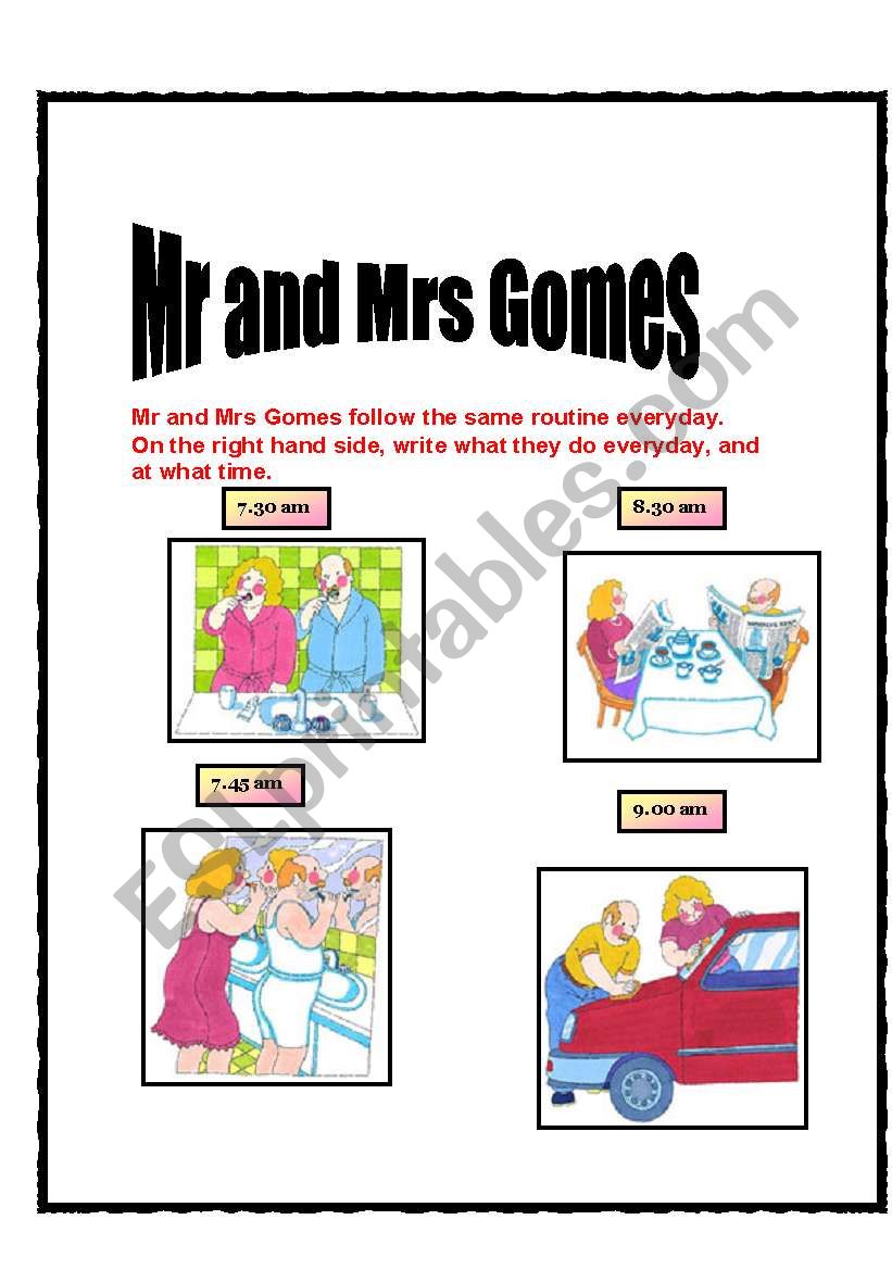 Mr and Mrs Gomes worksheet