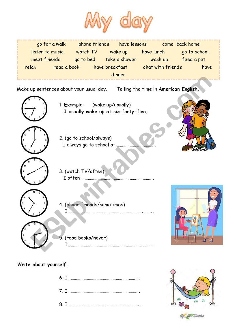My Day - Telling Time worksheet