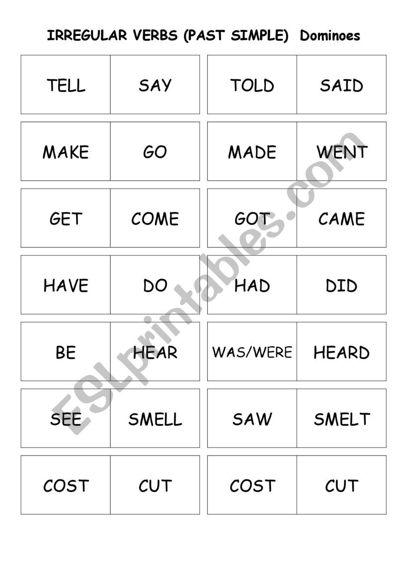 IRREGULAR VERBS PAST SIMPLE DOMINOES PART 1