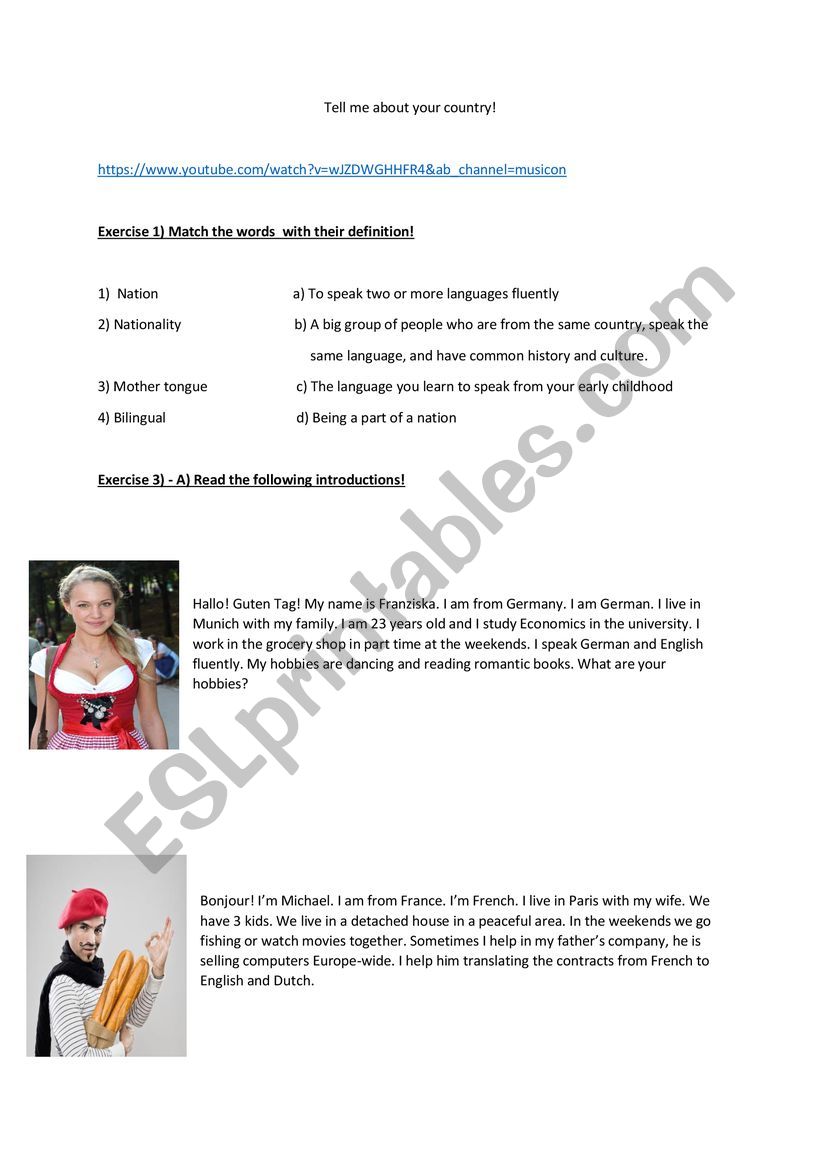 Countries and nationalities worksheet
