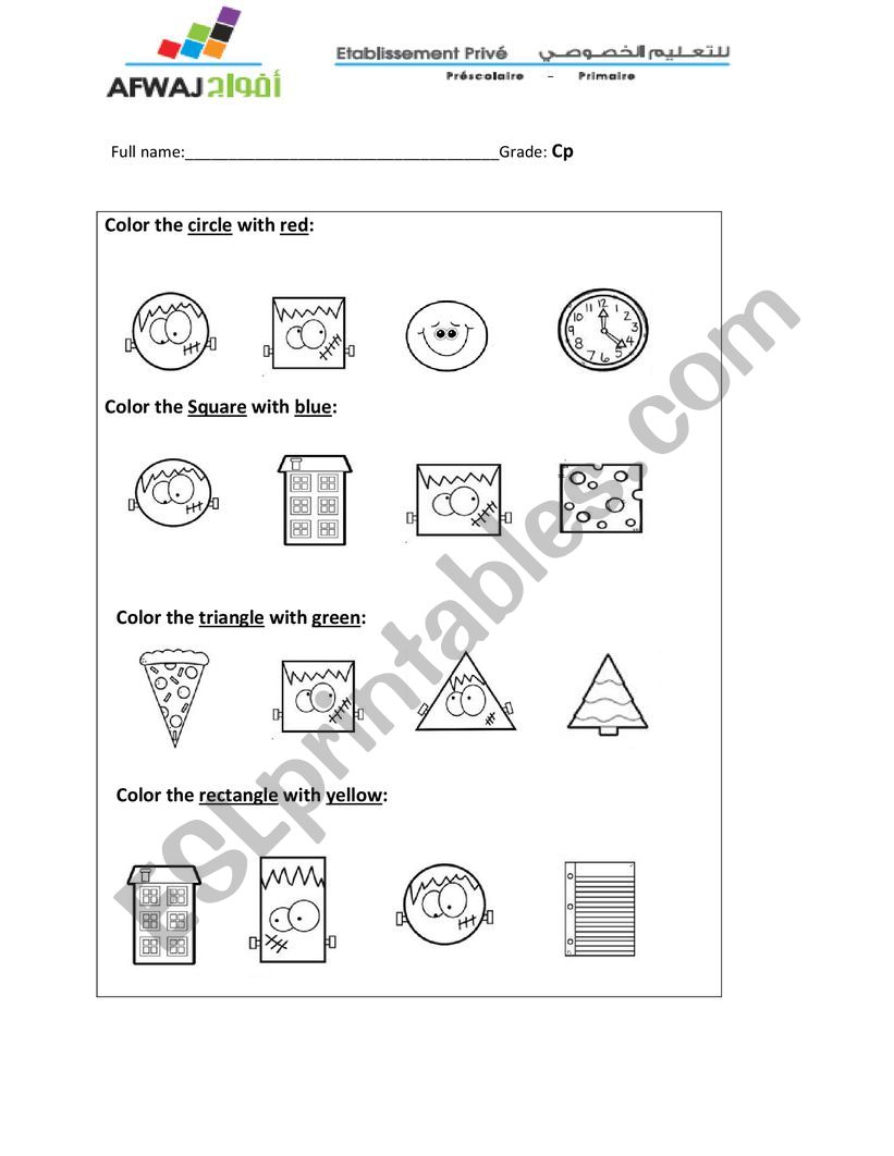 Shapes worksheet