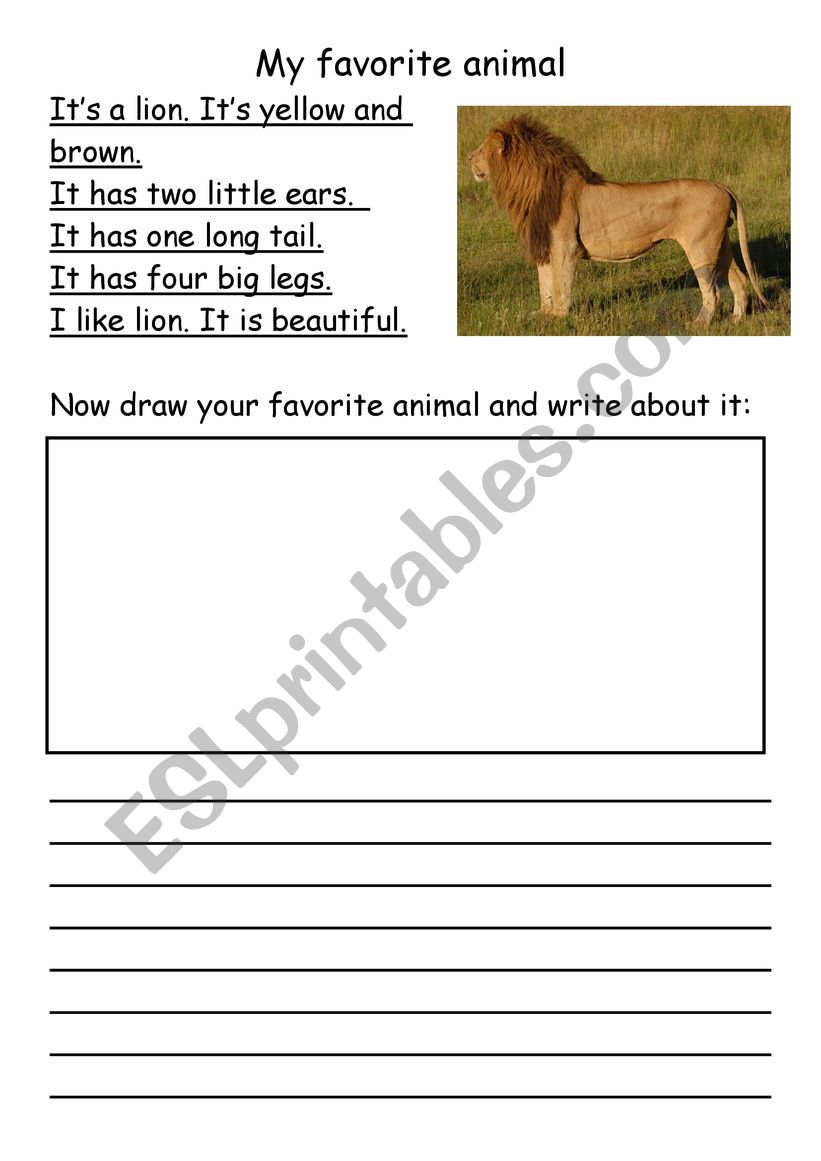 Describe my favorite animal - ESL worksheet by hnam0108
