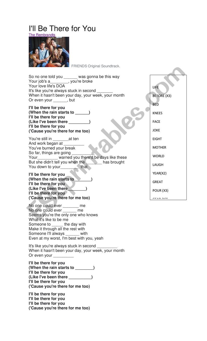 IÃ¯Â¿Â½ll be there for you_ REMBRANDTSÃ¯Â¿Â½  SONG