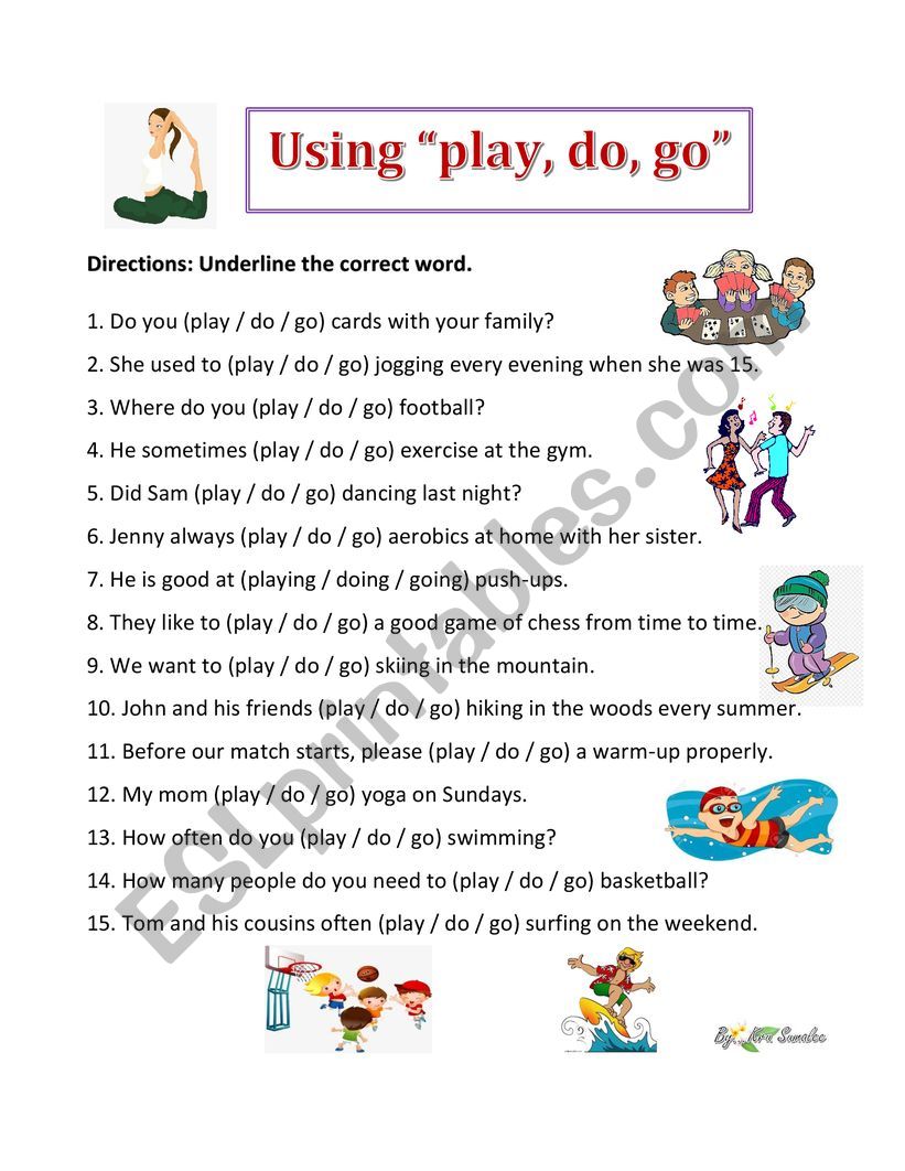 Verb: Play  Do  Go worksheet