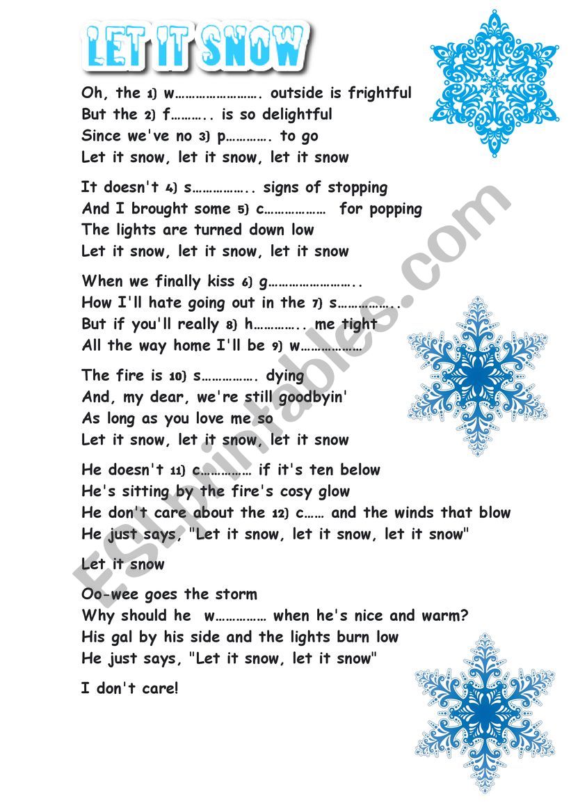 Let it snow worksheet