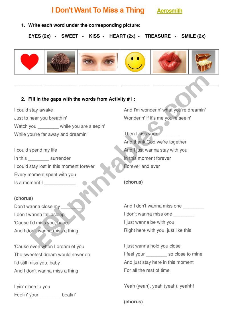 I DONÃ¯Â¿Â½T WANT TO MISS A THING