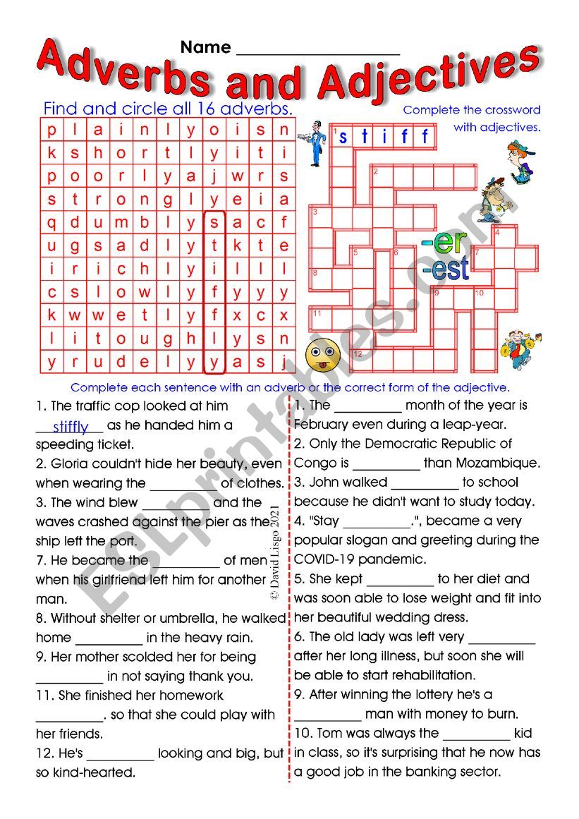 Adverbs and Adjectives with Keys