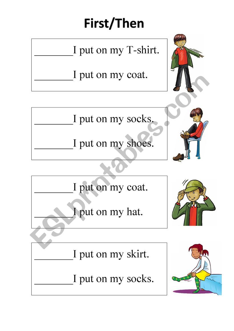 first/then put on ... worksheet