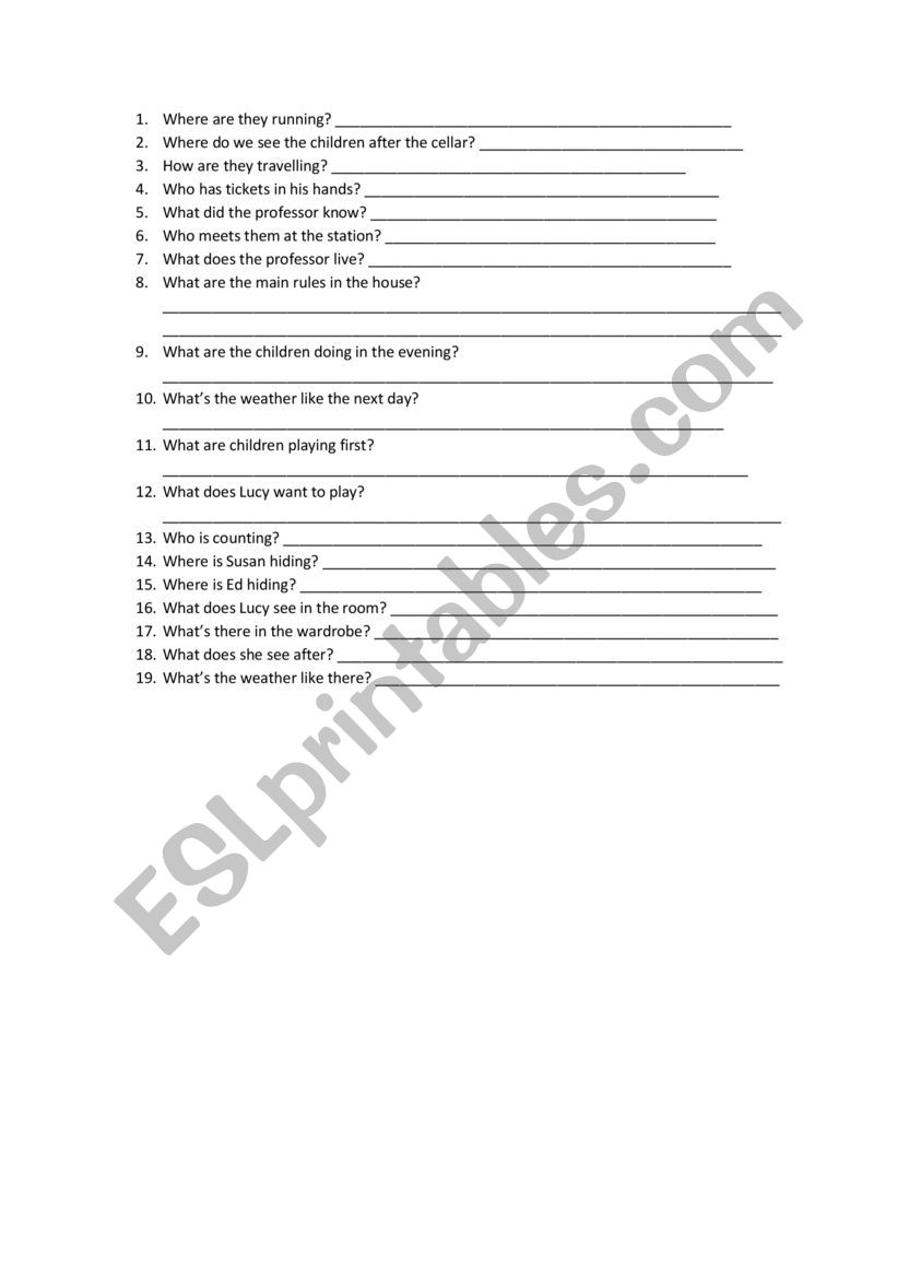 Narnia - movie worksheet worksheet