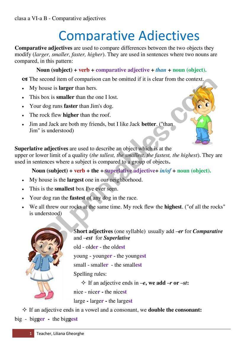 Comparative adjectives worksheet