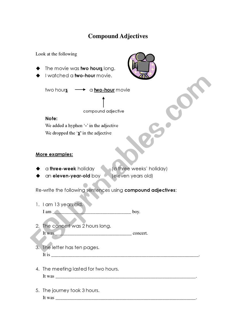 Compoud Adjectives worksheet