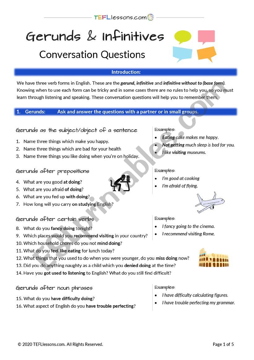 Gerunds and Infinitives Conversation