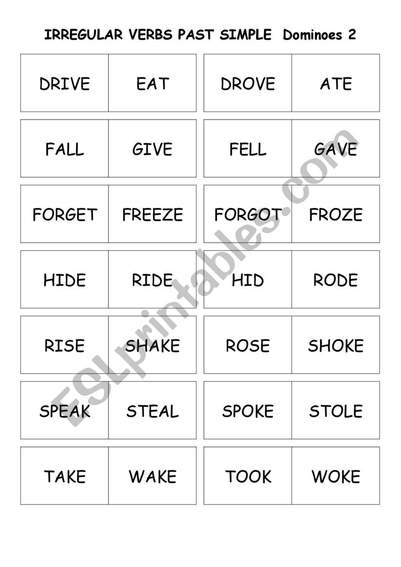 IRREGULAR VERBS PAST SIMPLE DOMINOES PART 2