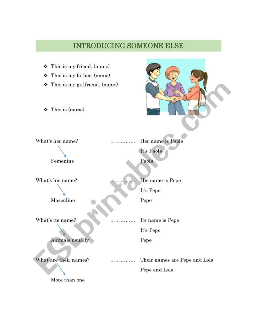 Introducing Someone else worksheet