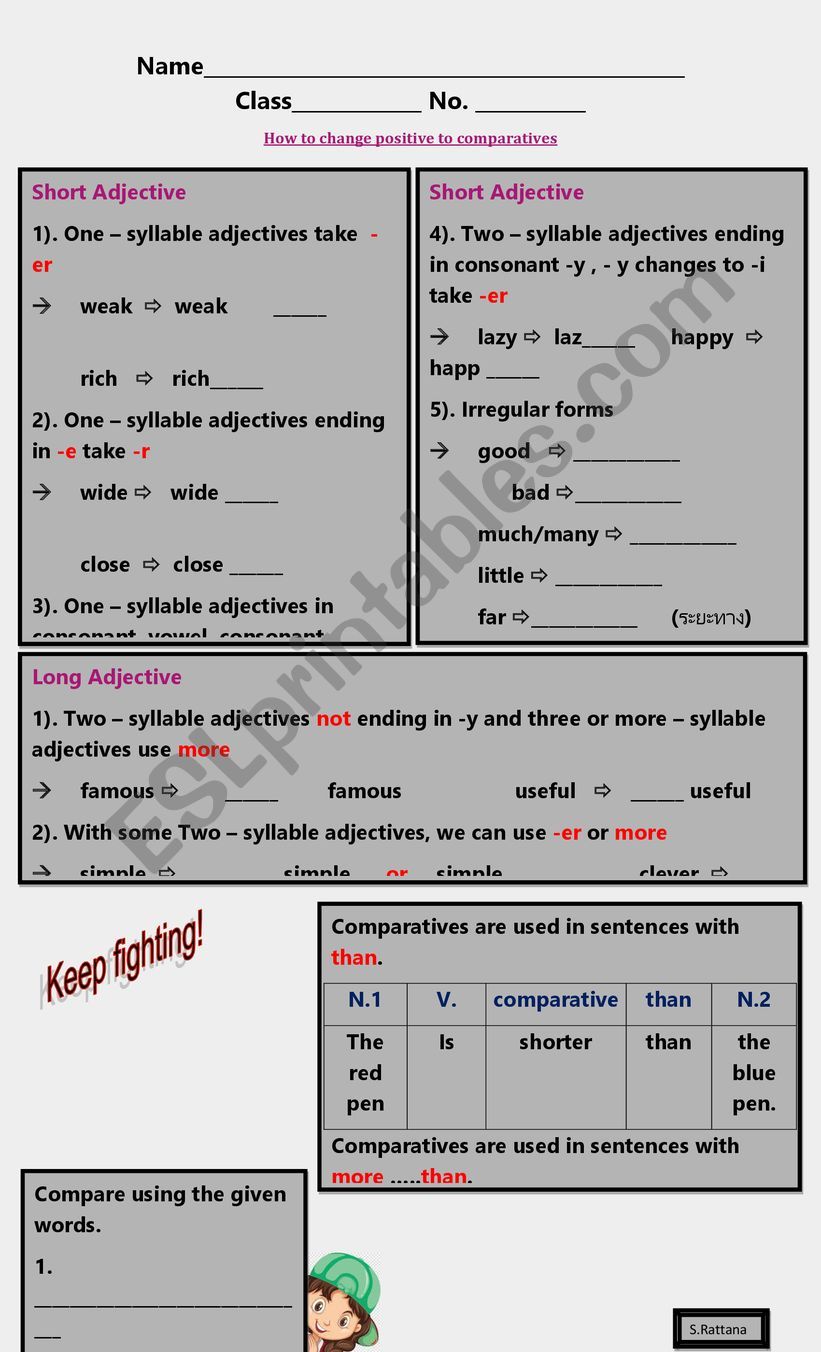 How to change positives to comparatives adjective